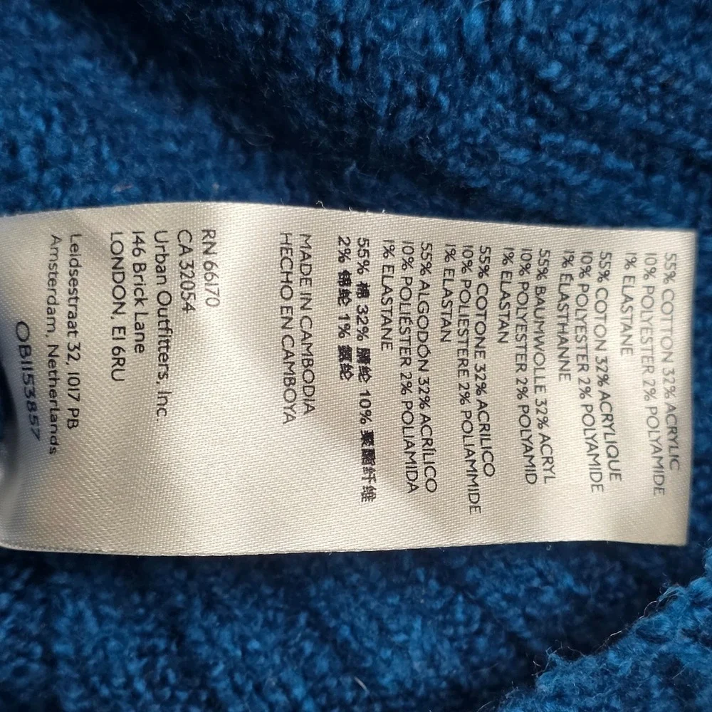 Free People Sweater Womens Small Teal Blue V-Neck‎ High Low Oversized Knit Top